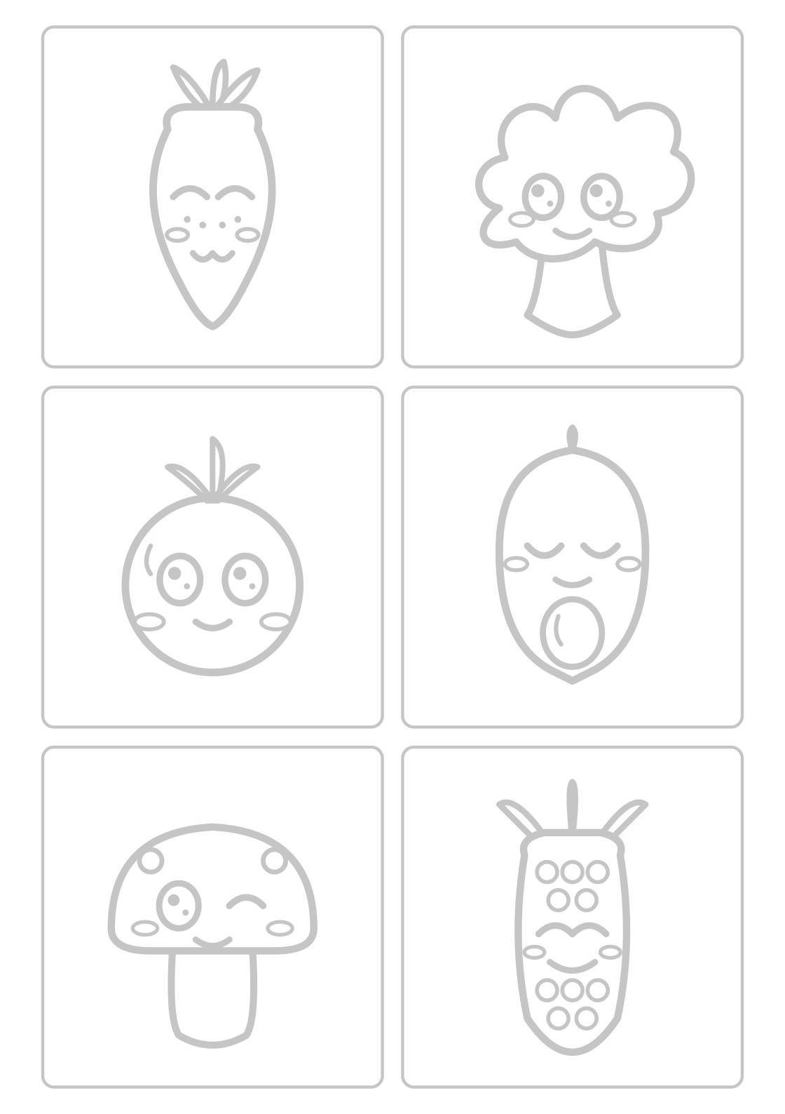 Veggie faces — A4 printable